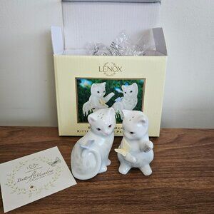 Lenox Butterfly Meadow Kitten Salt And Pepper Set porcelain cats original box